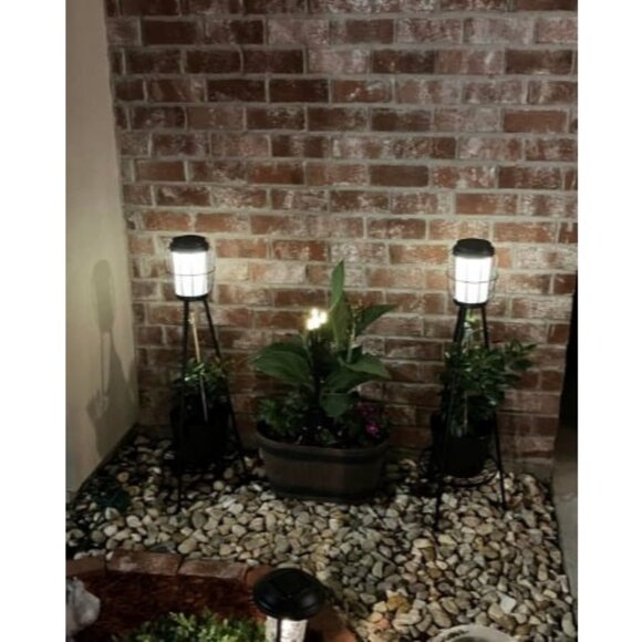 2 Pack Solar Lights Outdoor with Plant Stands, Solar Floor Lamp, Solar Powered - Picture 2 of 3